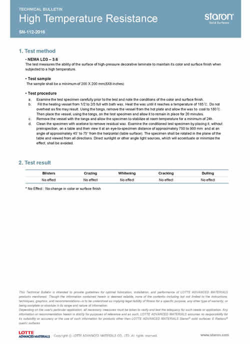 Staron High Temperature Resistance