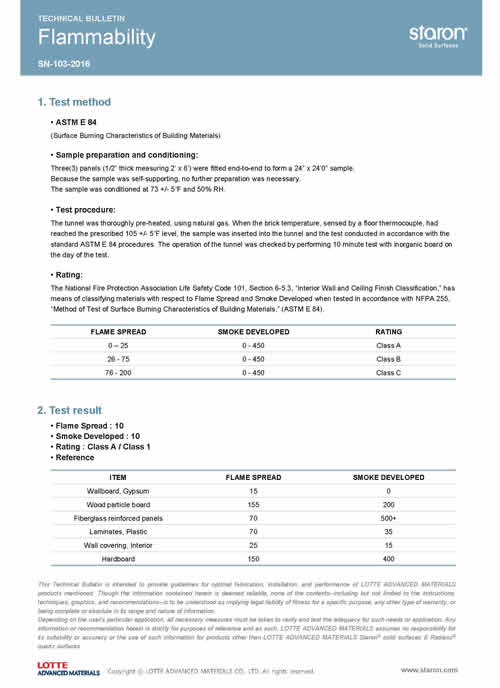 Staron Flammability