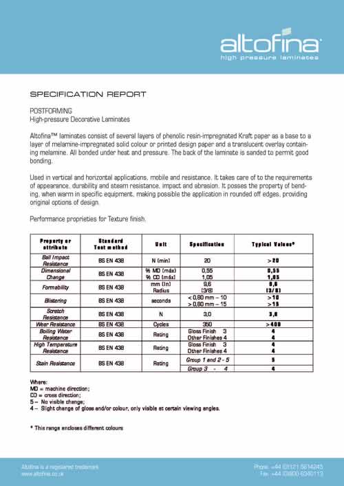 Altofina PF Grade Data Sheet