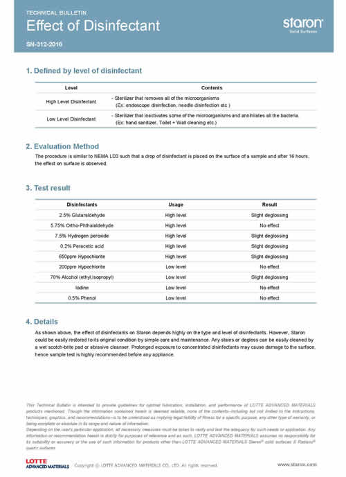 Staron Effect of Disinfectant