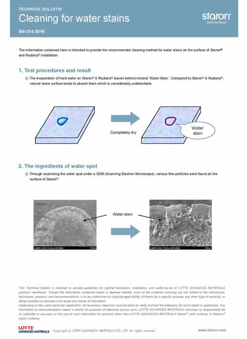 Staron Cleaning for Water Stains