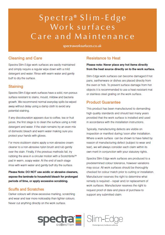 Spectra Slim Edge Care & Maintenance Guide