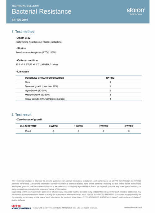 Staron Bacterial Resistance