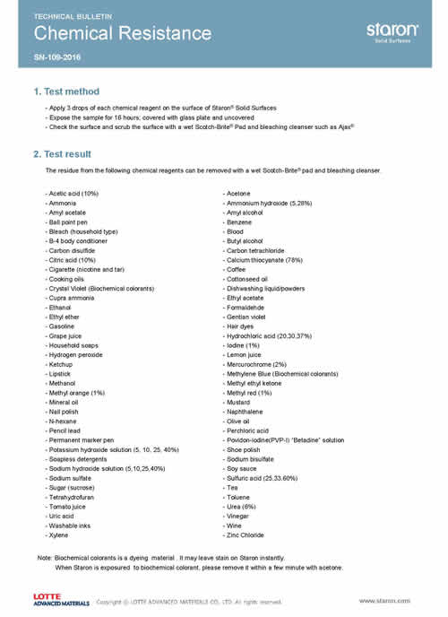 Staron Chemical Resistance